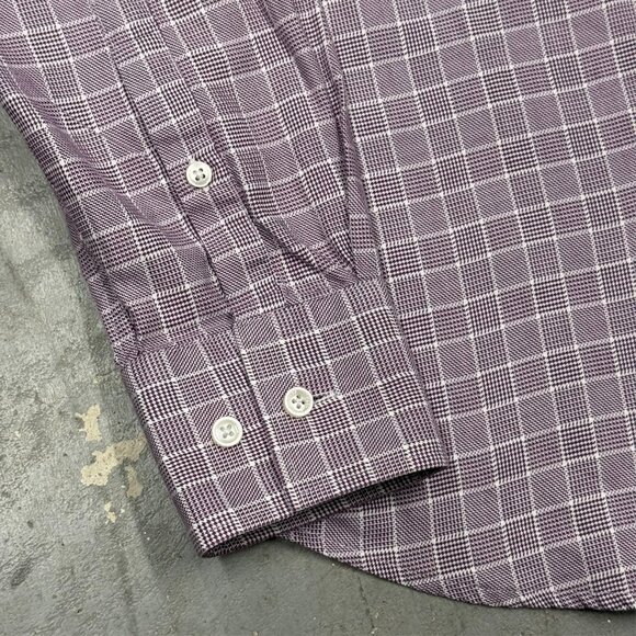 Hugo Boss Slim Fit Dress Shirt Check Houndstooth Cotton Pink 38 15 Small - Picture 4 of 10